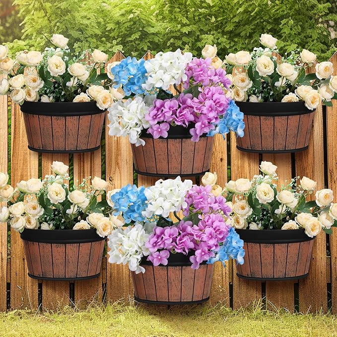 Layhit 6 Pcs Wall Hanging Planters Outdoor Pot Planter Wine Barrel Planter by ShungLan