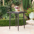 Outdoor 32-inch Square Wicker Bar Table Brown Modern Contemporary Iron Brushed by Unknown