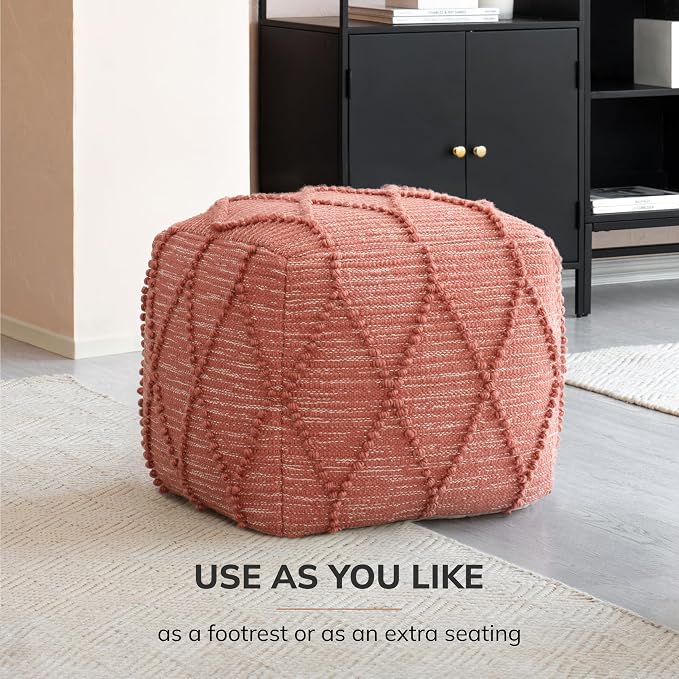 Anji Mountain 100% Handmade & Handcrafted Comfortable Home Décor Pouf Ottoman - Image 8