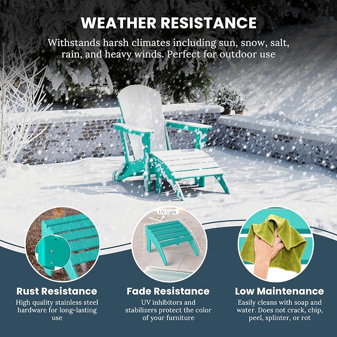 WO Home Furniture Adirondack Ottoman Outdoor Patio Footrest 13.5" Inch Folding - Image 4