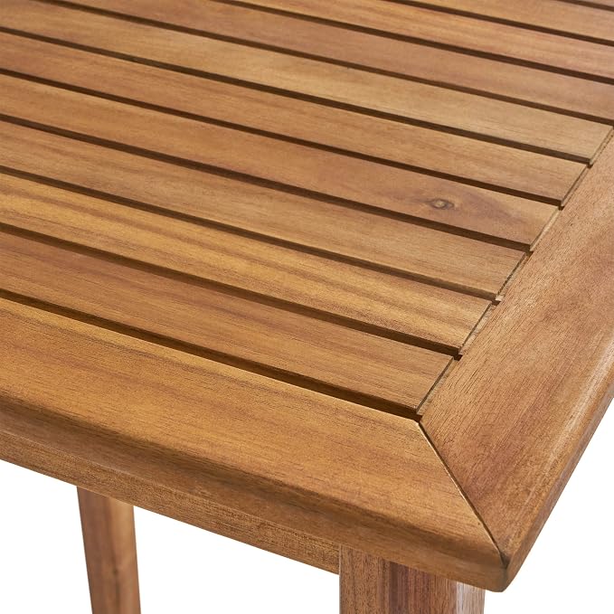 Polaris Outdoor Minimalist Acacia Wood Rectangle Bar Table - Image 8