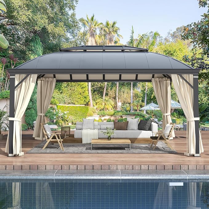 YOLENY 12'x16' Hardtop Gazebo, Permanent Outdoor Aluminum Patio Gazebo by YOLENY