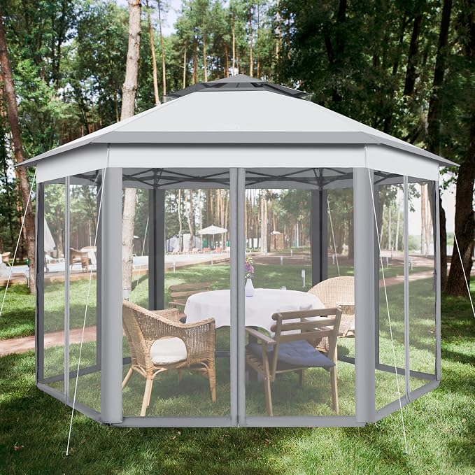 Yaheetech 13x13 Pop up Gazebo, Hexagonal Outdoor Canopy Shelter, Instant Patio - Image 8