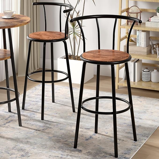 VECELO Bar Stools Set of 2, Swivel Counter Barstools by VECELO
