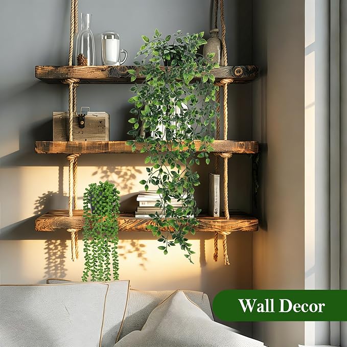 Der Rose 8Pcs Fake Plants Hanging Artificial Ivy Vine Faux Eucalyptus Hanging - Image 4