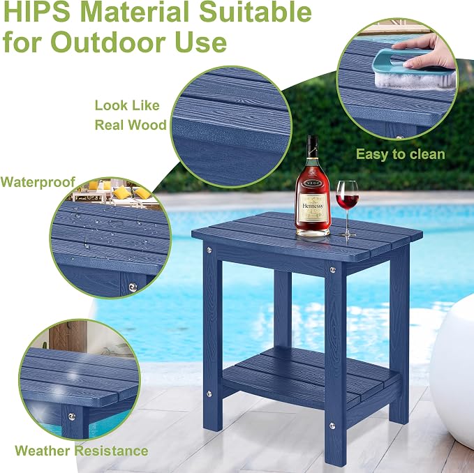 Y&M Outdoor Side Table, HIPS Adirondack Small Double Layer Table, Waterproof - Image 4