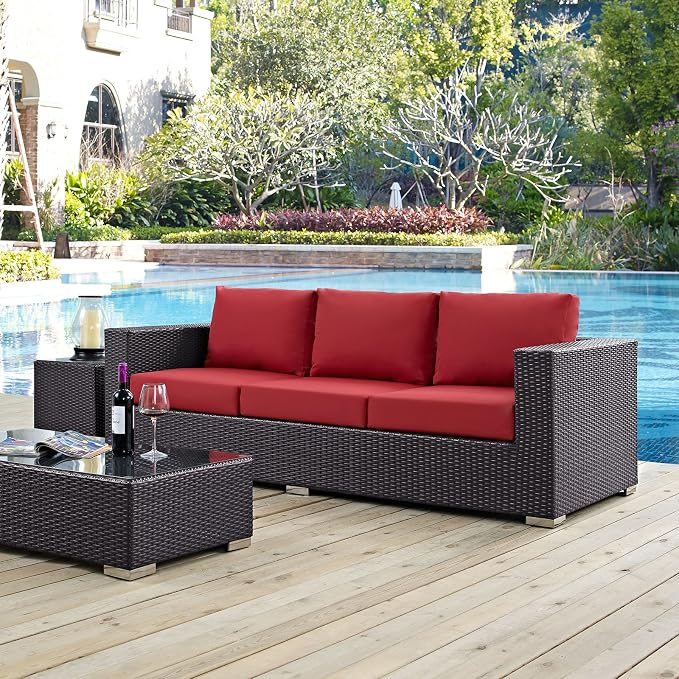 Modway Convene Wicker Rattan Outdoor Patio Sofa - Image 2