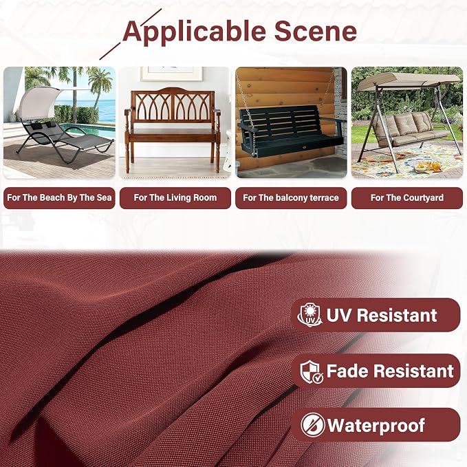 Porch Swing Cushion with Backrest, Waterproof Bench Cushion - Image 5