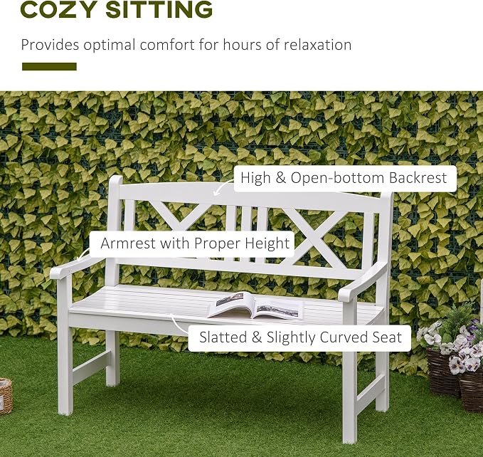 Outsunny 2-Seater Wooden Garden Bench, 4FT Outdoor Patio Loveseat - Image 5
