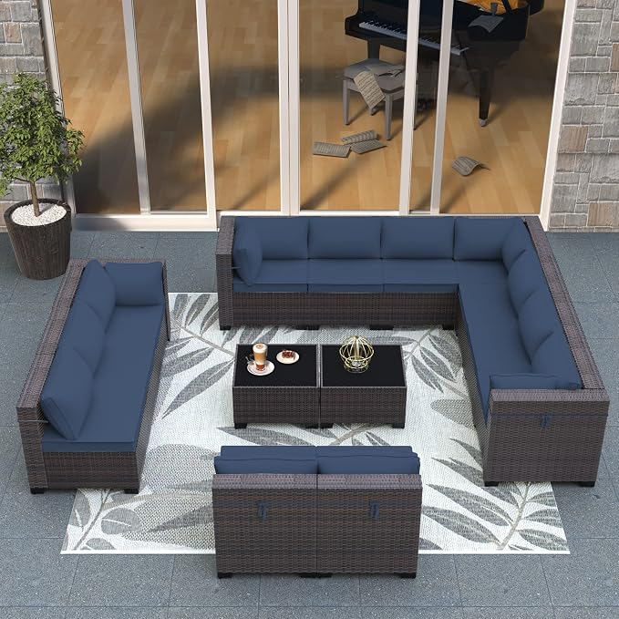 Outdoor Patio Furniture Set, 14 Pieces Outdoor Sectional Furniture Patio Sofa - Image 7