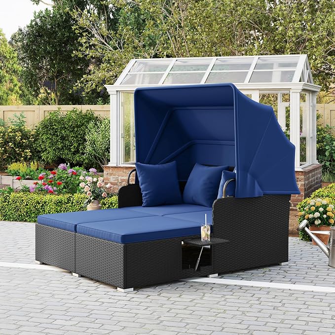 ORALNER Outdoor Daybed, 2-Person Wicker Patio Sofa - Image 8