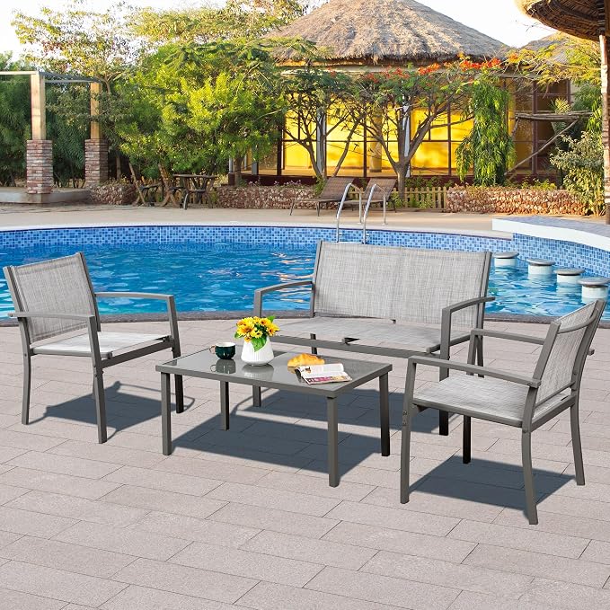 Vongrasig 4 Pieces Patio Furniture Sets, Outdoor Patio Conversation Sets - Image 2