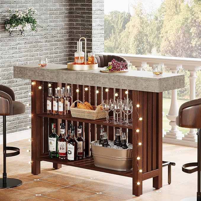 Tribesigns 63-Inch Large Home Bar Unit, 2-Tier Mini Bar Table, Height Pub Table - Image 5