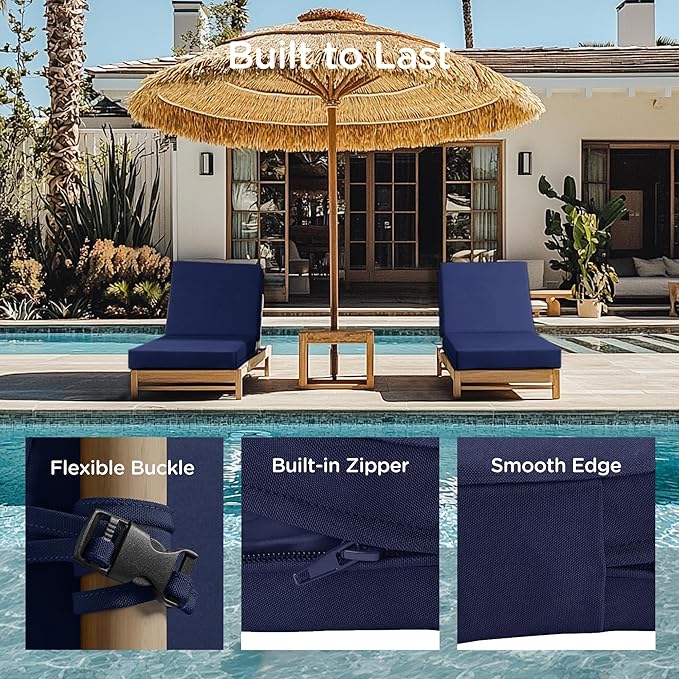 Codi Chaise Lounge Cushions Outdoor, Pool Lounges Chair Cushion Set, Waterproof - Image 2