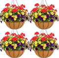 12 inch Metal Hanging Baskets For Plants Outdoor 4 Pack Round Metal Wire by JFFLYIT