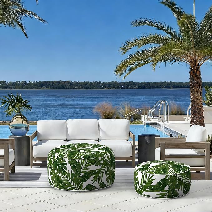 LVTXIII Indoor/Outdoor Extra Large Inflatable Ottoman Pouf D31 x H14 Inch - Image 6