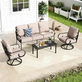 MFSTUDIO 5 Seats Large Metal Patio Conversation Sets, 4 Pieces Outdoor by MFSTUDIO