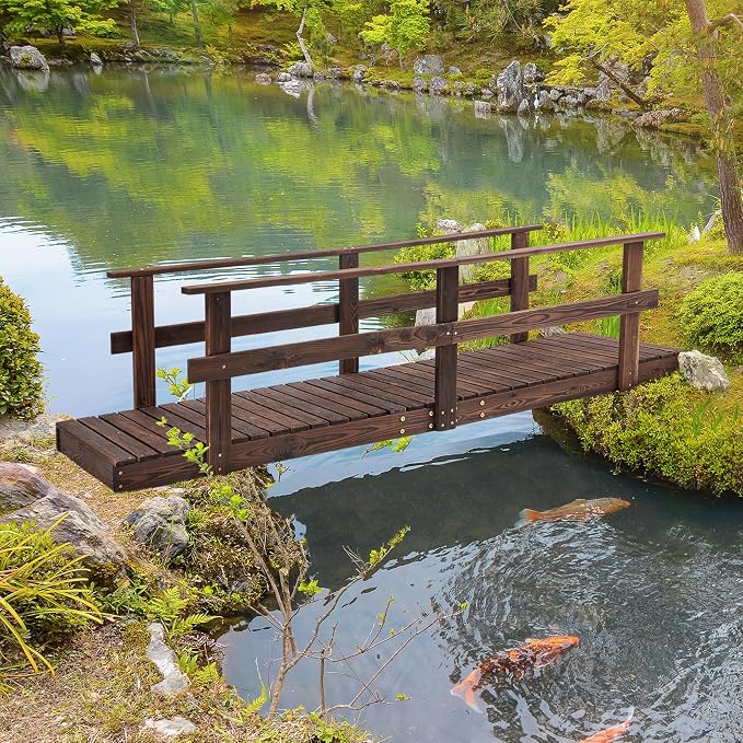Outsunny 7' Wooden Garden Bridge - Image 2