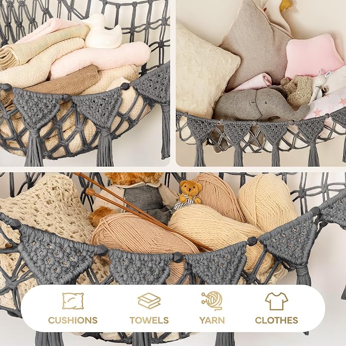 Macrame DreamLights Boho Stuffed Animal Storage Net or hammock Extra Large - Image 7