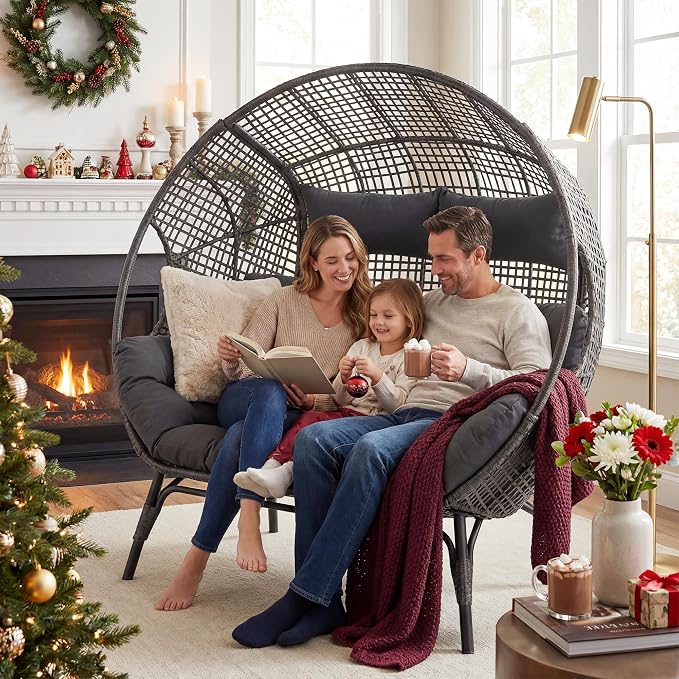 NICESOUL® Double Egg Chair Indoor Outdoor Stationary Oversized 6.5" Thick - Image 4