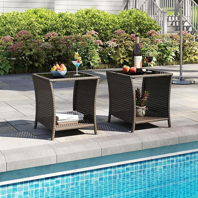 Kinfant Rattan Patio Side Table - Image 2
