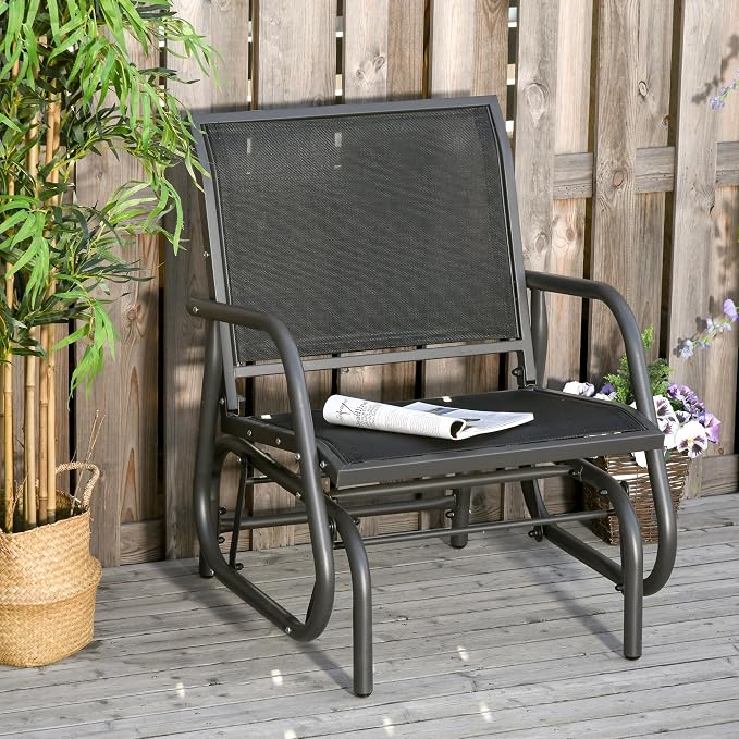 Outsunny Porch Glider, Metal Frame Swing Glider Chair - Image 2