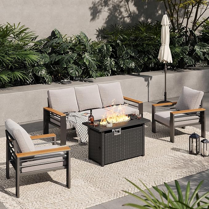 Aoxun Aluminum Outdoor Patio Furniture Set, 6-Piece Outdoor Sectional by Aoxun