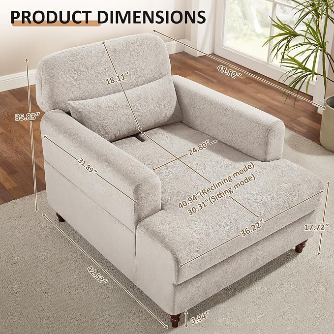VANOMi Chaise Lounge Accent Chair Indoor - Image 2