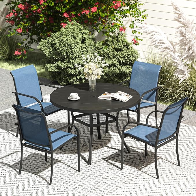 VICLLAX 5 Pieces Patio Dining Set, Outdoor Furniture Set Includes 41.2" Round by HOME