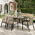 7 Pieces Outdoor Dining Set for 6, Patio Dining Set Wicker Rattan Chairs by MIXPATIO