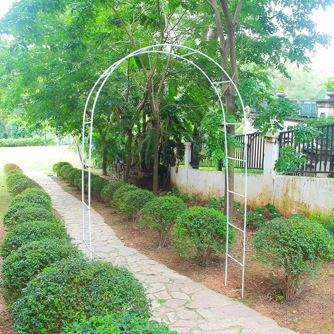 7.9 Ft H x 4.6 Ft W White Metal Pergola Arbor - Image 8