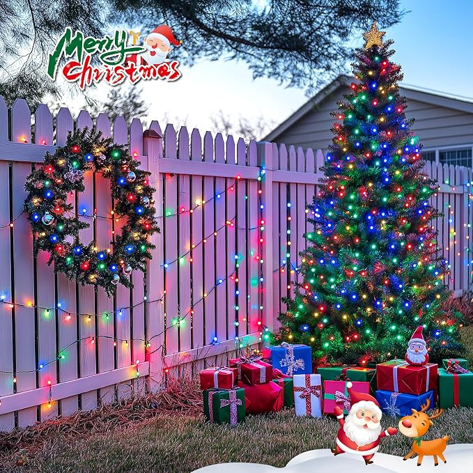 JMEXSUSS 600 LED Solar Christmas Lights Outdoor, 206.7 ft Multi Colored - Image 7