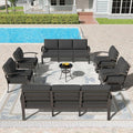 Kullavik Aluminum Patio Furniture Set, 7 Pieces 10 Seat Metal Outdoor Furniture by KULLAVIK
