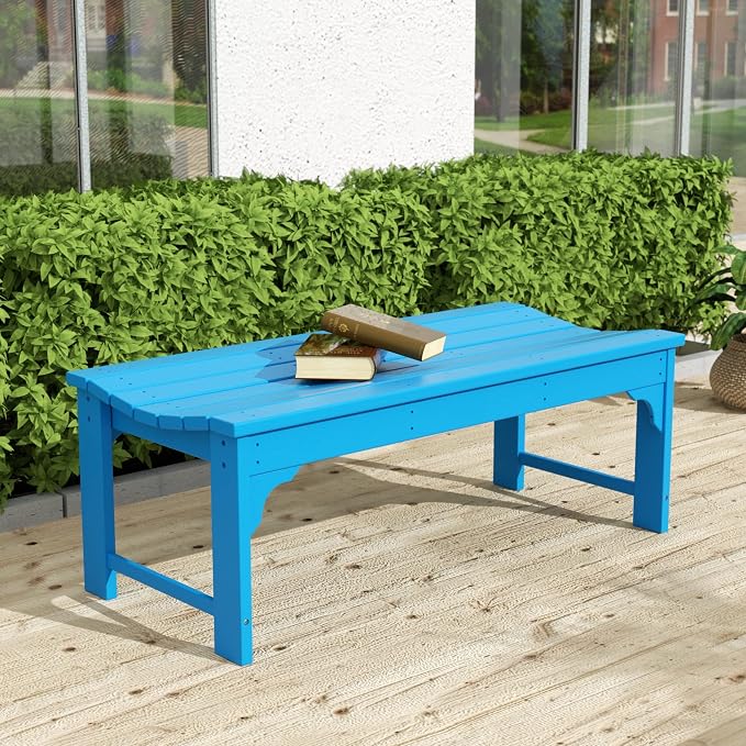 WO Home Furniture Outdoor 46" Backless HDPE Adirondack Bench, Poly Lumber Seat - Image 2