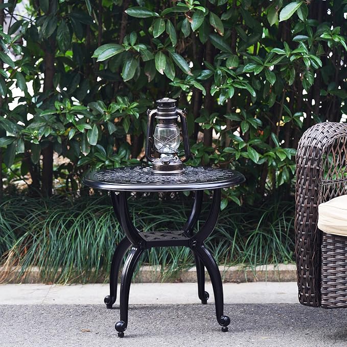 Mandolin Outdoor Patio, Rust -Resistant Cast Aluminum Side Table, Weather - Image 9