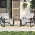Outdoor Patio Rocking Chairs Set of 2, 3 Pieces Patio Porch Furniture Set by COMLAXFIELD