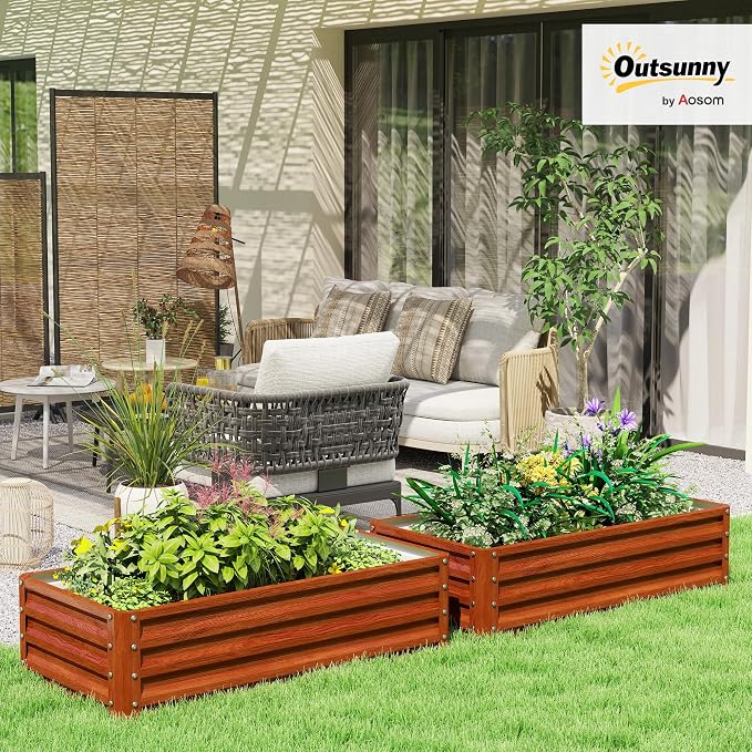 Outsunny Galvanized Raised Garden Bed, - Image 2