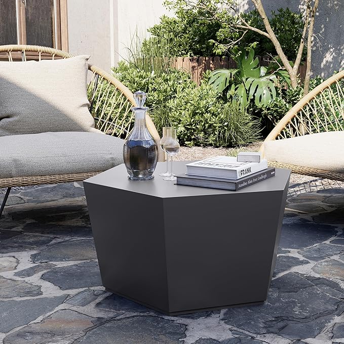 UPHA Outdoor Hexagon Coffee Table, Small Modern Minimalist Accent Tables - Image 6