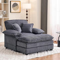46.9" W Oversized Chair with Ottoman, Corduroy Upholstered Chaise Lounge Chair by ZXDesign
