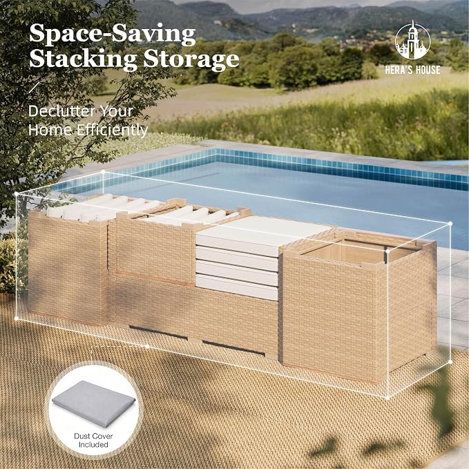 HERA'S HOUSE Wicker Patio Furniture Set, 7 Pieces Outdoor Sectional Sets - Image 8
