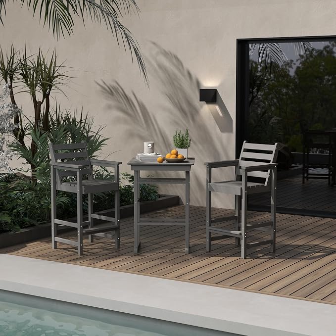 5-Piece Bar Height Adirondack Chairs and Table Set, Outdoor Patio Bar Set - Image 9