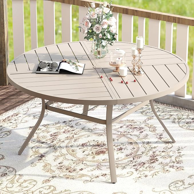 VICLLAX Round Patio Table with Adjustable Umbrella Hole - Image 2
