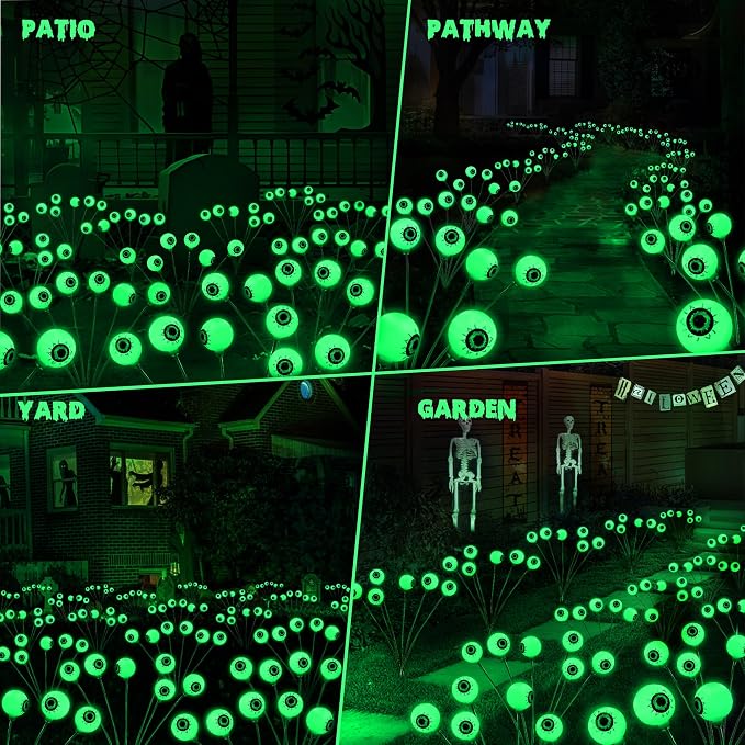 BrizLabs Solar Halloween Lights, 2 Pack 12 LED 2 Modes Halloween Eyeball Lights - Image 7