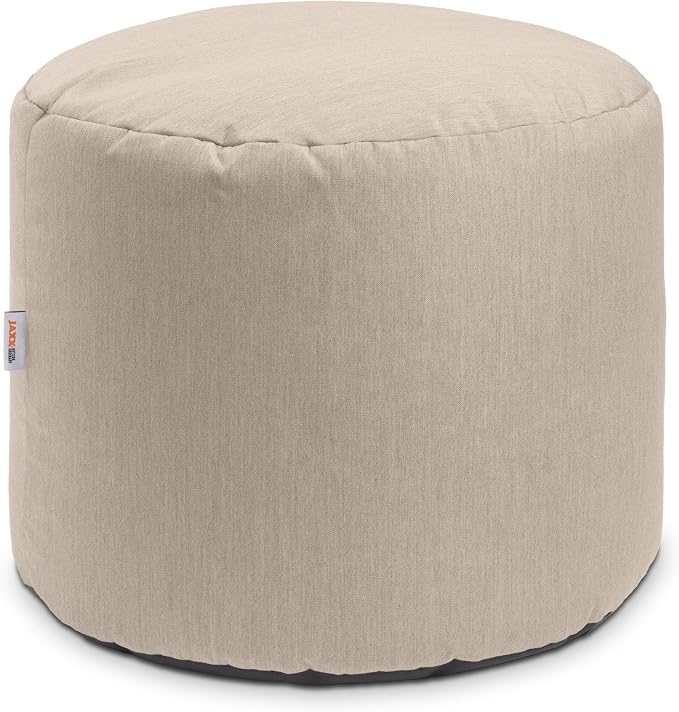 Jaxx Spring Indoor/Outdoor Bean Bag Pouf Ottoman, Sunbrella Flax by Jaxx