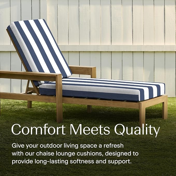 Honeycomb Outdoor Heritage Chaise, 26 x 80, Cabana Stripe Blue & White Chair - Image 2