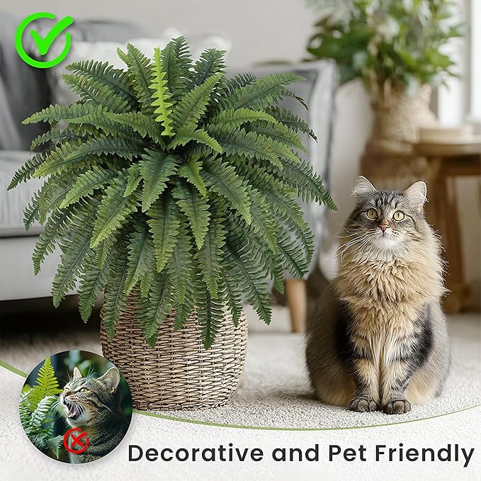 42" Artificial Boston Fern Large Bush Plants, 2 Bundles of Fake Ferns - Image 4