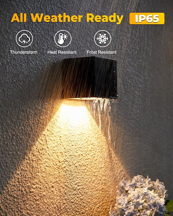 LUHLEE Solar Wall Lights Outdoor, Modern Square Solar Wall Sconce IP65 - Image 5