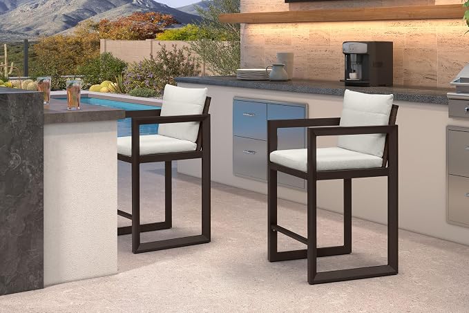 PURPLE LEAF Outdoor Counter Height Bar Stools Set of 4 27 Inch Modern Aluminum - Image 2