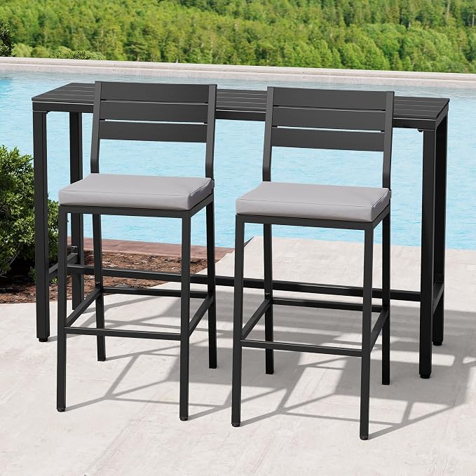 Crestlive Products Outdoor Bar Table and Chairs Set, 3 Piece Outside Patio Bar - Image 8