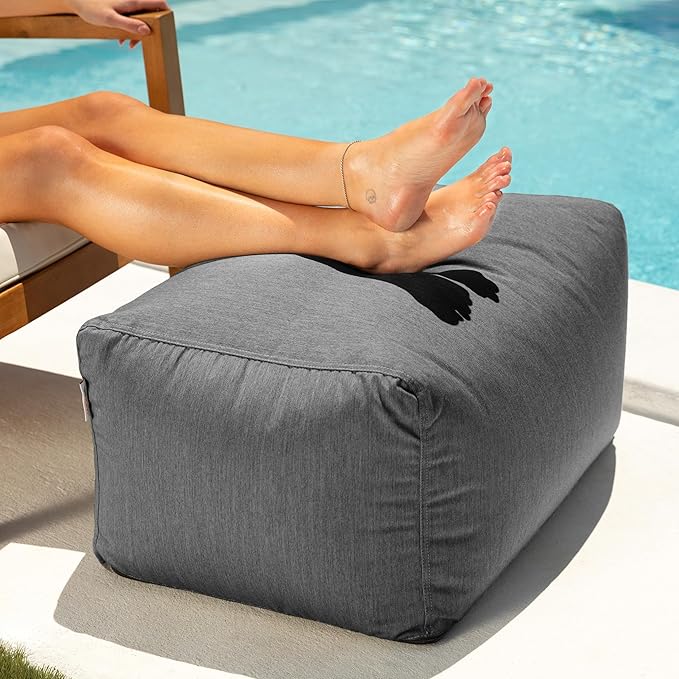 Jaxx Leon Outdoor Bean Bag Ottoman, Charcoal Sunbrella by Jaxx